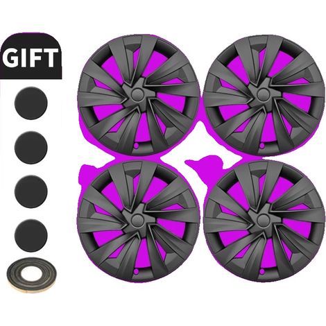 Tapa central de rueda, compatible con Tesla Model Y, diseño de 19 pulgadas, Turbine Matte Black, Tesla-a, New Model Y 19IN-a (1/2)