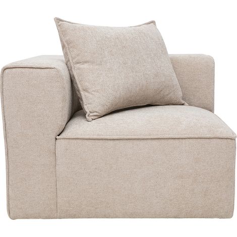 Módulo de esquina izquierdo para sofá de tejido efecto terciopelo texturizado beige KERRY (1/5)