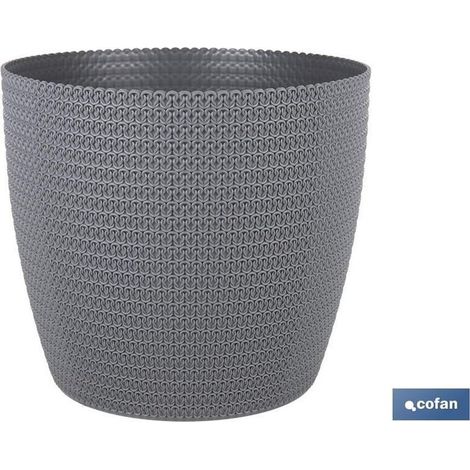 Pot de fleurs tressé en polypropylène gris foncé Ø 215 x 185 mm, 5,2 l résistant aux UV (1/4)