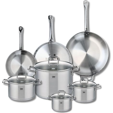Ensemble de 3 Poêles de cuisson 24, 28 et 32 cm et 4 faitouts 14, 16, 20 et 26 cm Elo Profi Citrin (1/5)