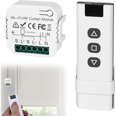 Kit de commande sans fil pour volets roulants : Smart interrupteur pour stores compatible avec interrupteur sans fil 230V pour volets roulants, stores, marquises. Composé d'une télécommande RF + (1/5)