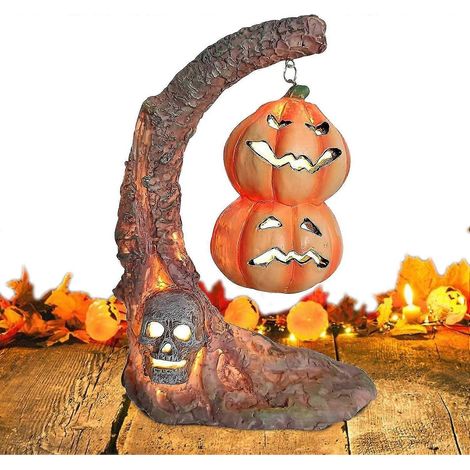 Leuchtende Kürbisdeko – Lichterkette aus Kunstharz, kreative hängende Fledermaus-Halloween-Deko aus Kunstharz, Tischdekoration aus Kunstharz (Farbe: Kürbiskopf) (1/5)
