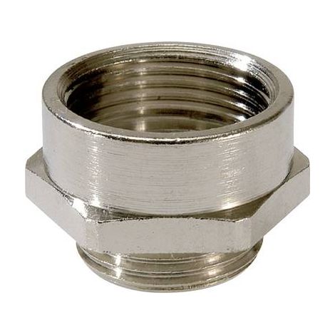 WISKA Adapter-Zwischenstutzen M/PG von M25x1,5 auf PG21x1,588 MMP-M/PG Sechskant Messing (CuZn) vernickelt Anschlussgewinde 7,0mm - 1 Stück (1/2)