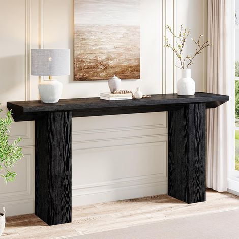 Tribesigns – Table console noire 160 cm – Longue et étroite – MDF robuste – Design moderne pour couloir et salon (1/5)