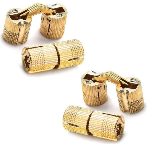 4 Charnières Cylindriques Laiton 10mm Invisibles 180° (1/4)
