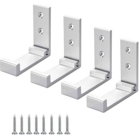 Crochet de Suspension Mural en Alliage D'aluminium Patères Pliables à 90 ° avec vis pour Armoire de Porte Murale Cuisine Salle de Bain Bureau Mural Vestiaire Salle de Bain, 4 Pièces (Argent) (1/5)