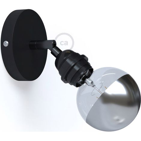 Fermaluce Metallo 90° con portalampada filettato E27, punto luce in metallo orientabile
