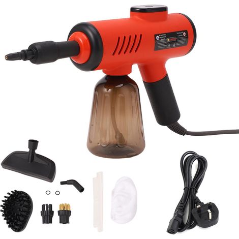 Pulitore a vapore portatile, elevata potenza di 1200 W, 3 livelli regolabili, risciacquo ad alta pressione, con contenitore per l'acqua da 600 ml per la rimozione delle macchie. (Rosso)
