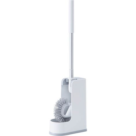Brosse de toilette en Silicone, poils souples, support mural pour salle de bain, outil de nettoyage (1/5)