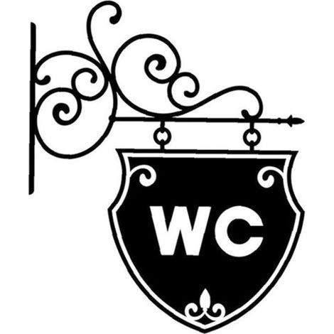 Vintage WC Toilette Salle De Bain Porte De La Salle De Bain Sticker Poche Plaque Décoration Vinyle Décoration De La Maison Décalque De La Toilette Étanche Signe Mural Le Noir (1/5)