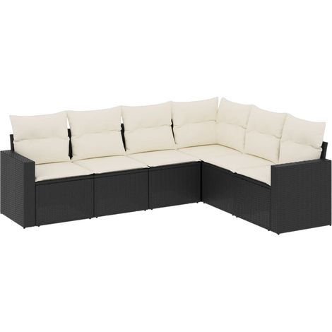 Maison Exclusive - 6-tlg. Garten-Sofagarnitur mit Kissen Schwarz (1/3)