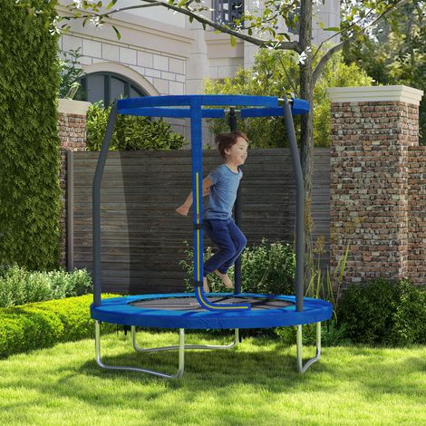 Trampoline pour enfants de 6 ans et plus avec filet de sécurité Ø183 x 200 cm Bleu (1/5)