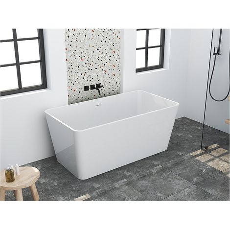 Vasca da bagno rettangolare freestanding - 130 x 70 x 55 cm - Acrilico - Bianco - 197 L - SPICARA (1/4)