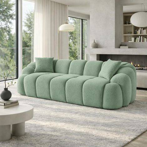 Canapé 3 places vert sauge design arrondi ONDA (1/5)