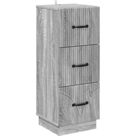 Drawer Cabinet Grey Sonoma 33 x 34.5 x 87 cm Engineered Wood vidaXL