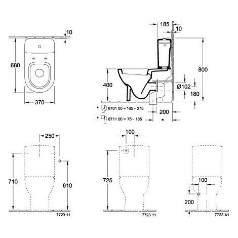 Villeroy & Boch – WC à poser en porcelaine sanitaire blanc – Mécanisme à touche DualFlush chromé – Alimentation latérale ou arrière – Évacuation horizontale