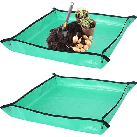 2pcs Tapis de Jardinage Imperméable Tapis de Plantation de Fleurs Pliable 100 x 100 cm Outils de Rempotage Pot de Plante Semi Légume Intérieur Extérieur (Vert) (1/5)