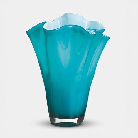 Vaso decorativo in vetro artigianale Wave 30 - Azzurro (1/2)