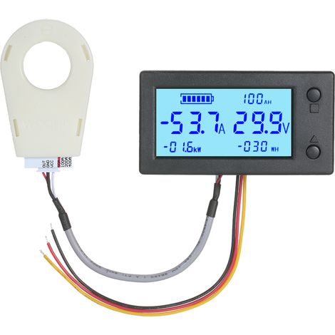 Voltímetro-amperímetro 5 en 1 de CC de 5-90 V, indicador de capacidad de batería, monitor de energía, pantalla LCD, sensor de efecto Hall, para caravana/autocaravana solar. (1/5)