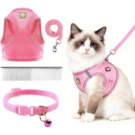 Harnais pour Chat avec Laisse Anti-Évasion Gilet Réfléchissant et Respirant pour Chaton Chiot (1/5)