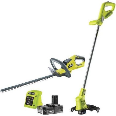 Ryobi One+ 18 voltios: tamaño setos 45 cm + cortadores de Basura 25 cm - 1 batería de Litio + 2,0 Ah y 1 Cargador de 1,7 A - RHT1845LT25M20 (1/4)