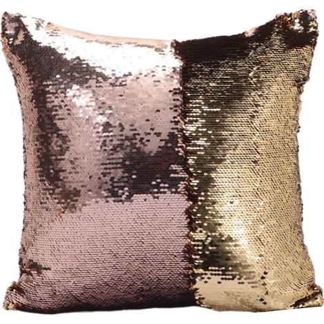 1 Housse de coussin paillettes réversible, tissu satin brillant, motif sirène DIY, décoration salon voiture(Troisième trimestre : septembre) (1/5)