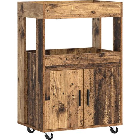 Bar Cart Oak Wood 60 x 39.5 x 89 cm Engineered Wood vidaXL (1/5)