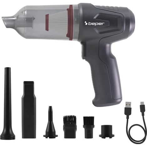 BEPER P202ASP410 Mini Aspiratore e Soffiatore Brushless 2 in 1, 80W, 11000 PA, Ricaricabile USB-C, Filtro HEPA Lavabile, 6 Accessori, per Auto (1/5)