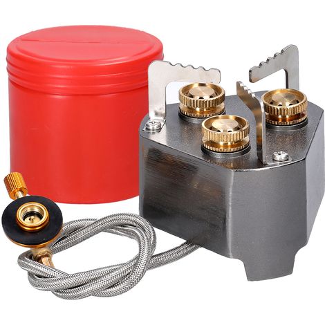 Réchaud de camping portable à 3 cœurs, brûleur à gaz haute puissance 11 800 W, avec valve réglable, pour la cuisine en plein air, pique-nique, randonnée (1/5)