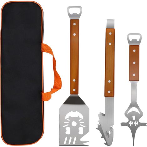 Set di attrezzi per barbecue da 3 pezzi Accessori per barbecue con comoda borsa per il trasporto. I migliori regali per barbecue per uomo (1/5)