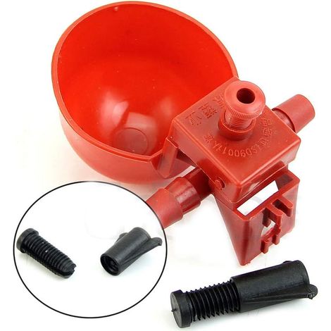 Abreuvoir Automatique - Tasse Abreuvoir Pour Volaille - Compatible Seau Standard - Rouge - 9 x 5,3 x 4 cm - 1 Pièce