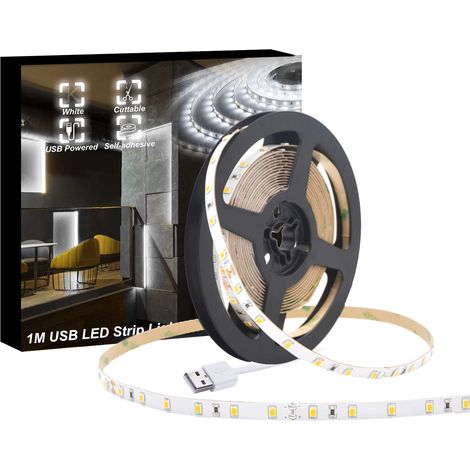 Bande lumineuse LED USB blanche de 1 m, Pulg (1/5)
