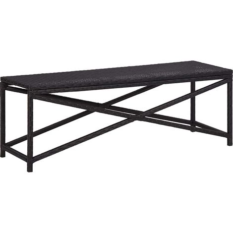 vidaXL Banc de jardin 120 cm Résine tressée Noir (1/5)