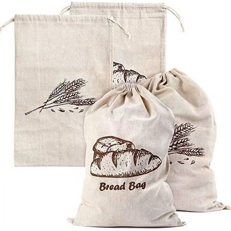 Lot de 2 sacs à pain en lin, boîtes à pain maison, sachets de conservation réutilisables (1/4)