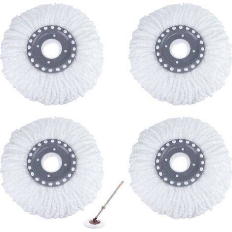 Tete De Balai Serpillere - Microfibre Ultrafine - Rotation 360 Degres - Pour Sols Lisses Et Carrelage - 4 Unites (1/4)