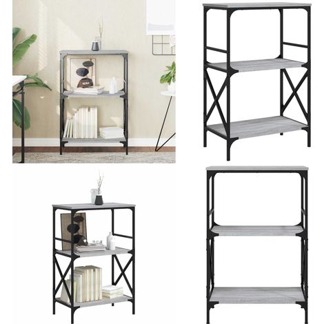 Bibliothèque à 3 niveaux sonoma gris 59x35x90,5 cm - Bibliothèque Murale - Bibliothèque Design - Étagère Moderne - Meuble Rangement - Bibliothéque Industrielle - Home & Living (1/5)