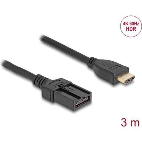 Delock Cable HDMI de automóvil HDMI-A macho a HDMI-E macho de 3 m 4K 60 Hz