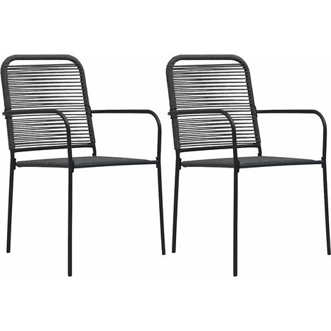 Lot de 2 Chaises de Jardin en Corde de Coton et Acier Noir pour Terrasse et Jardin - PANGIVO (1/5)
