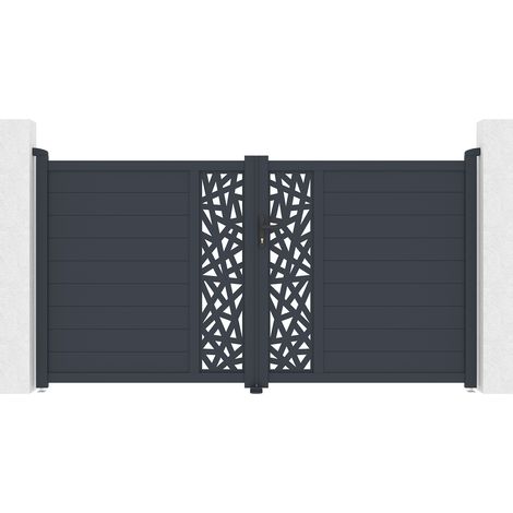 Portail battant 3m RUIVO H.160cm aluminium gris