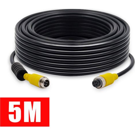 Câble d'extension vidéo de voiture 4 broches 5 m mâle à femelle étanche pour camion remorque Bus camping-car (1/5)