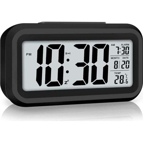 Sveglia digitale per camera da letto, orologio da scrivania a batteria, orologio digitale con luce notturna intelligente, display 12/24 ore, funzione snooze per chi ha il sonno pesante, regali di Nata