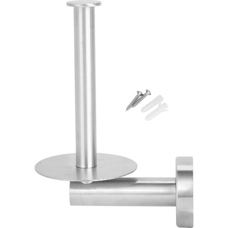 304 Stainless Steel Vertical Toilet Paper Roll Holder Bathroom Wall Mounted Tissue Stand (1/4)