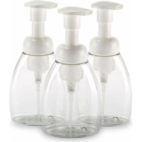 Dispenser di sapone liquido schiumogeno (confezione da 3) Dispenser di sapone liquido schiumogeno (250 ml) - Senza BPA, ricaricabile ed ecologico - Crezuo