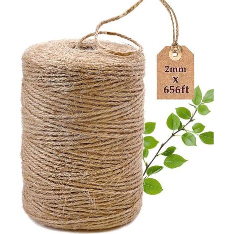 Ficelle de Jute 3 Brins, 2 mm x 200 m, pour Emballage, Jardinage, Loisirs Créatifs et Décoration (1/5)