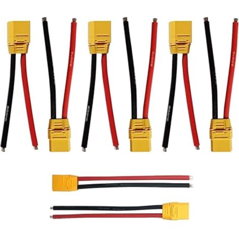 8 Pièces XT90H Connecteur Mâle Femelle avec Connecteur de Boîtier de Gaine avec 12AWG 10 cm Fil de Silicium XT90 Plug Male Female Connector pour Batterie RC Lipo FPV Drone (1/5)