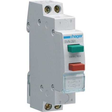 Interruptor pulsador modular con lámpara verde-roja 16A 1Z 1R SVN391
