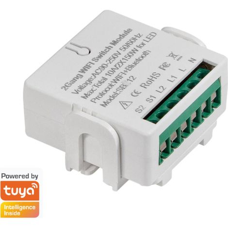 Modulo WiFi Logilink per Interruttore Smart 2 CH Alexa Google Home Tuya Bianco (1/2)