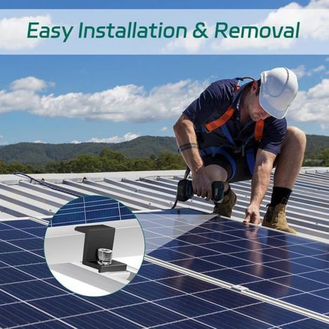 Attaches panneaux solaires 30mm, lot de 8 supports Z pour toits plats trapézoïdaux avec clé réglable photovoltaïque (1/5)