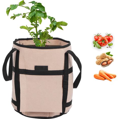 Sacs de culture pour pommes de terre en feutrine, sacs de plantation pour fruits et légumes, outils de jardinage, marron avec ombrage, 30 x 35 cm, 26 L/7 gallons (1/5)