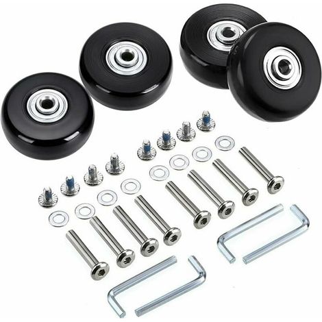4pcs Universal Suitcase Wheel,45 x18mm Luggage Replacement Wheels,Suitcase Replacement Casters,Luggage Suitcase Wheels,Rubber Metal Suitcase Kit for Suitcase,Hand Trolley,Stroller (1/5)